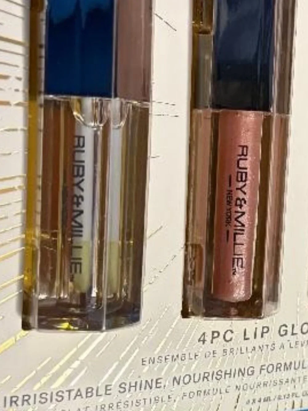 NEW RUBY & MILLIE NEW YORK 4 PK GLOSSY GLOW BOMB NOURISHING SHINE LIP GLOSS SET